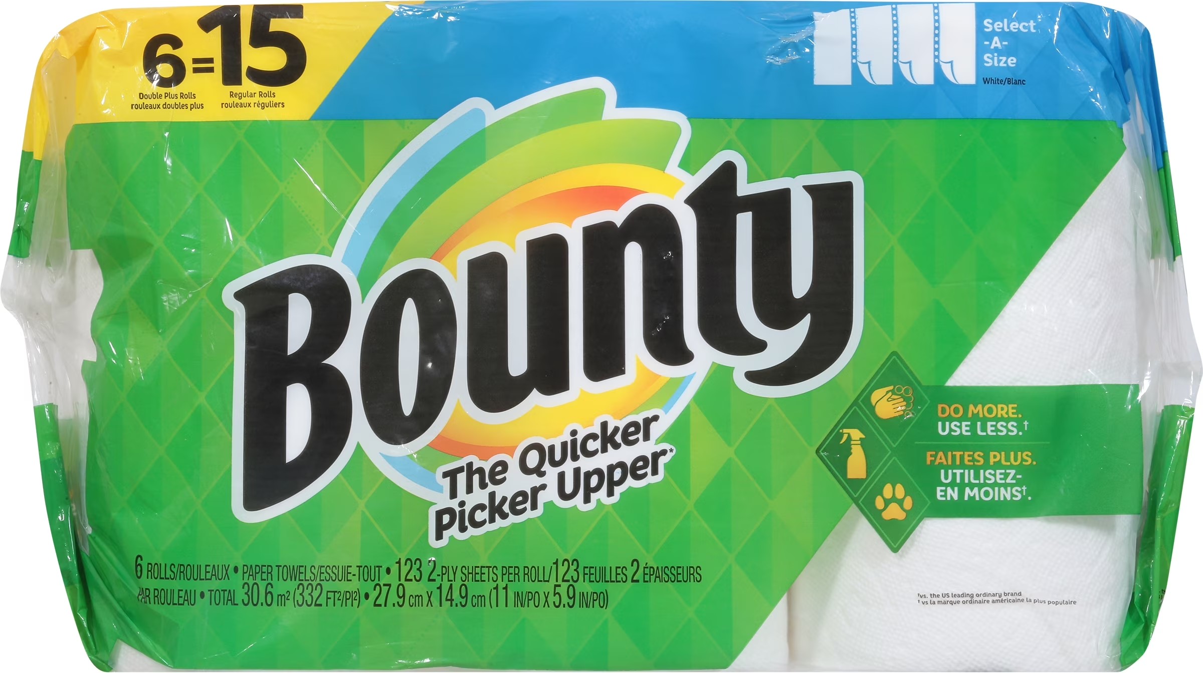 Bounty Paper Towels Select-A-Size Double Plus Rolls 6 Count