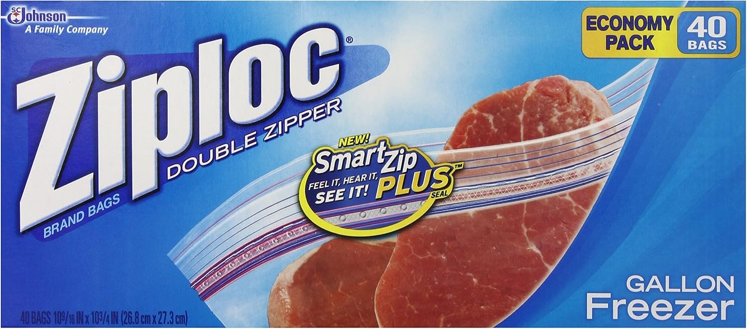 Ziploc Freezer Bags Gallon Double Zipper Seal 30 Count